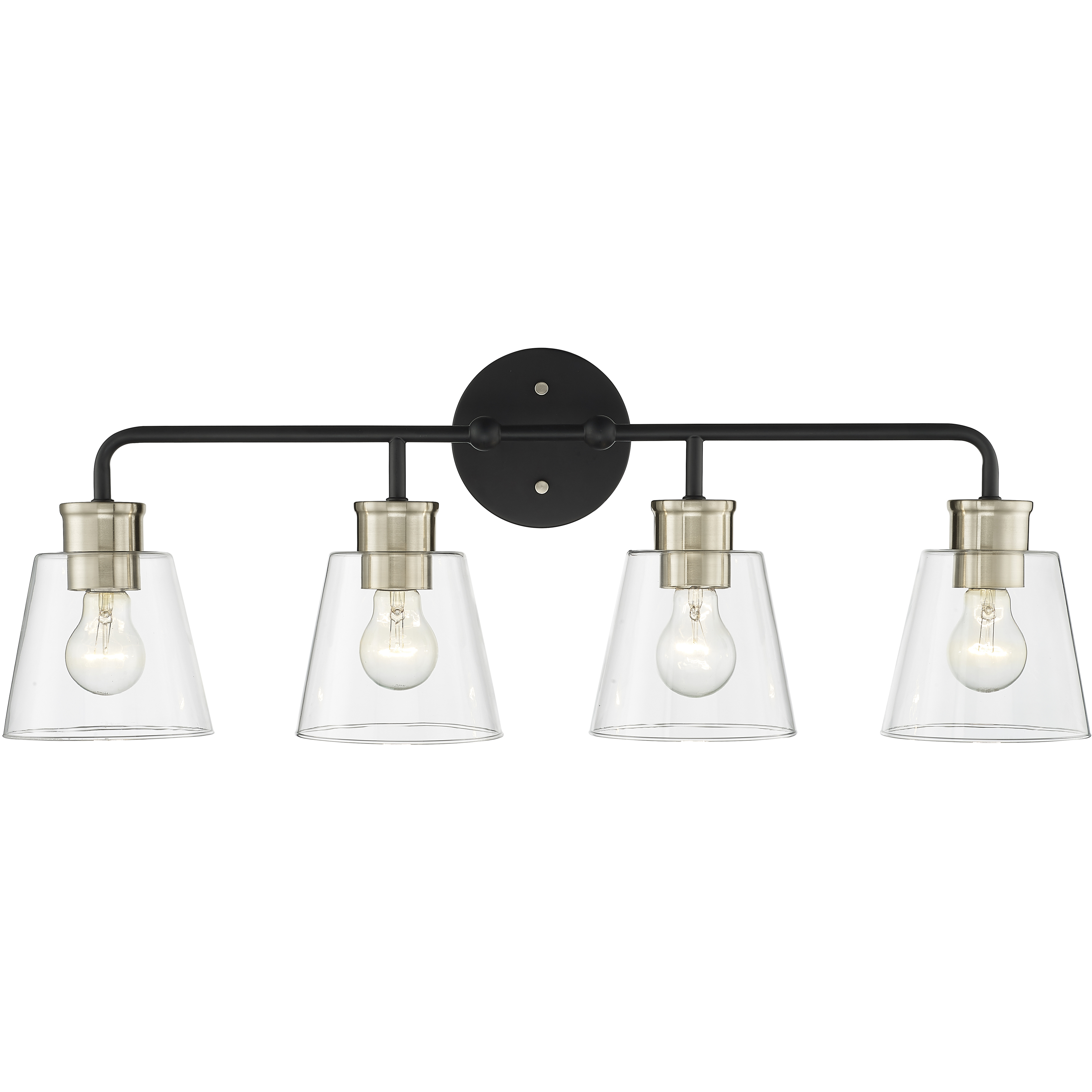 Cameron 4 Light 30 inch Matte Black/Modern Gold Bathroom Vanity Light Wall Light